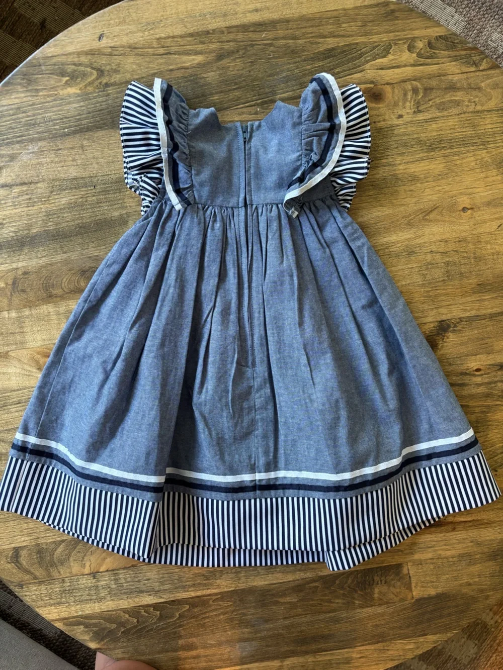 Bonnie Baby Flutter Sleeve Chambray Nautical Dress